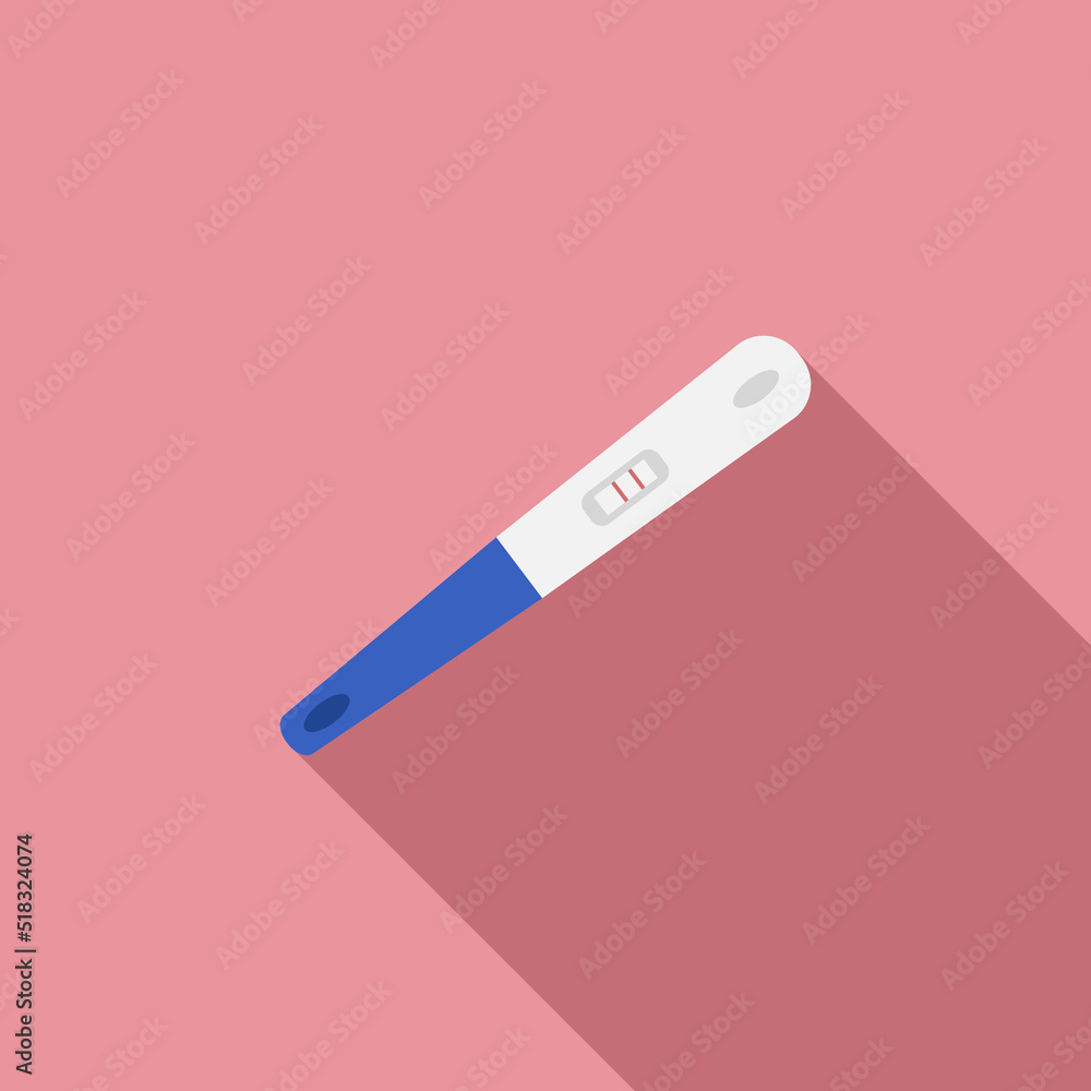Illustration of a flat style pregnancy test icon with a long shadow. Pregnancy planning concept. Vector illustration. Illustration of a flat style pregnancy test icon with a long shadow. Pregnancy planning concept. Vector illustration.