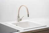 Modern beige sink in kitchen interior design
