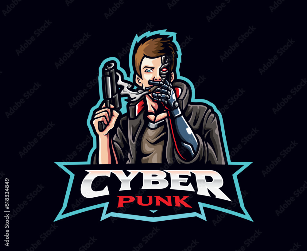 Cyberpunk mascot logo design Stock Vector | Adobe Stock