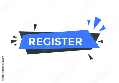 register Colorful web banner. vector illustration. register label sign template

