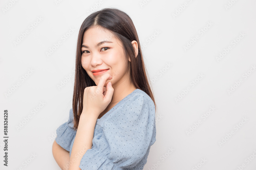 Smiling young asian beautiful women posting on white background Smiling young asian beautiful women posting on white background
