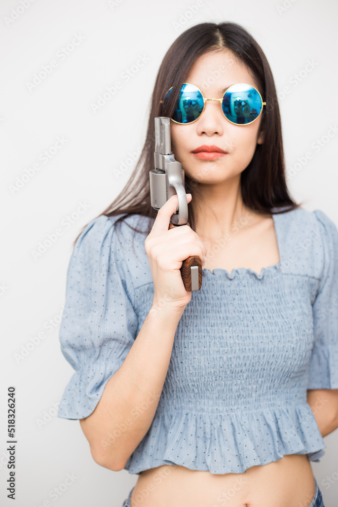 Sexy dangerous beautiful women with .44 magnum revolver gun Sexy dangerous beautiful women with .44 magnum revolver gun