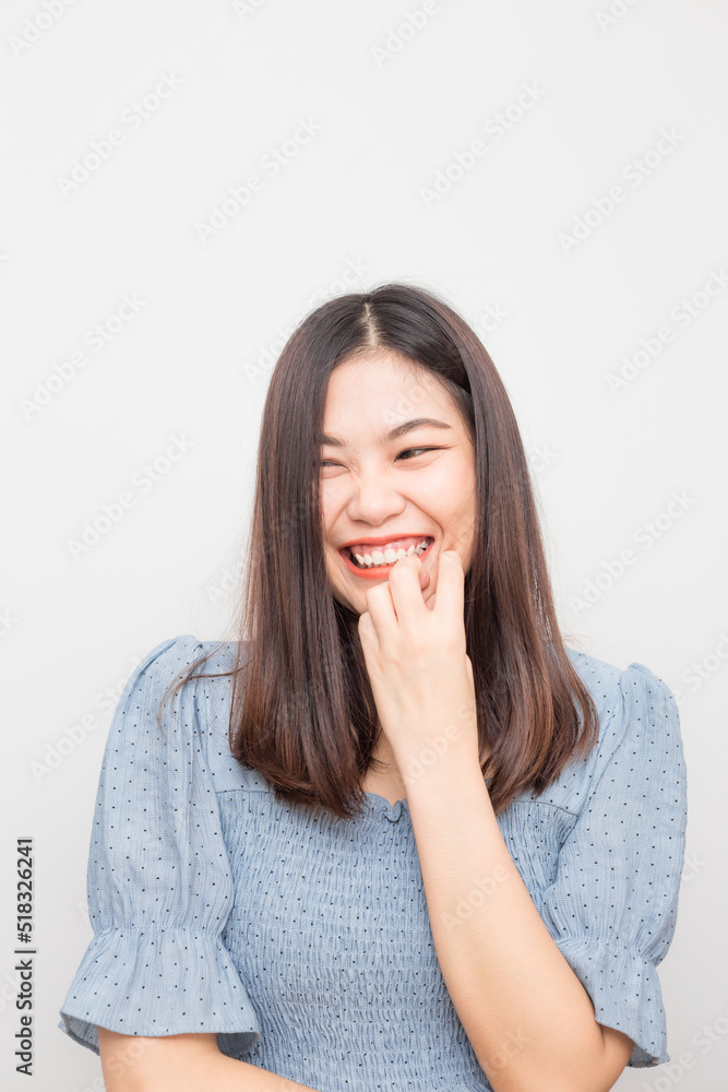 Smiling young asian beautiful women posting on white background Smiling young asian beautiful women posting on white background