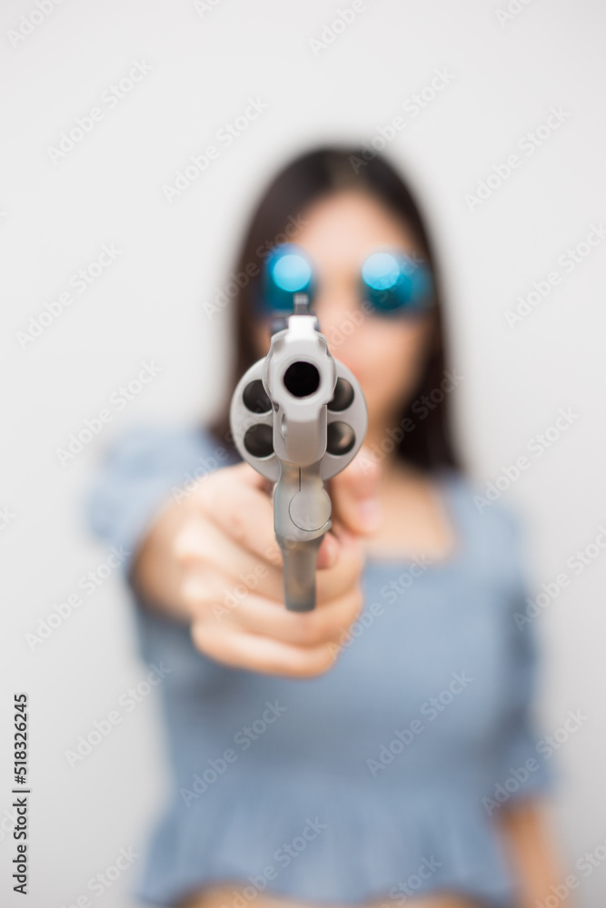 Sexy dangerous beautiful women with .44 magnum revolver gun Sexy dangerous beautiful women with .44 magnum revolver gun