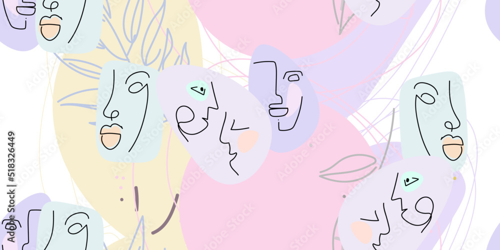 Face line pattern. Minimal art one line drawing. Face line pattern. Minimal art one line drawing.