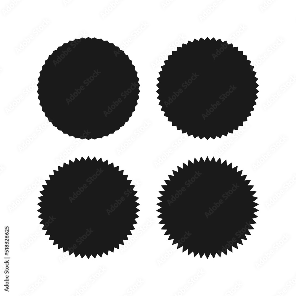 Fototapeta premium Zigzag Edge Circle Shapes Icon Set