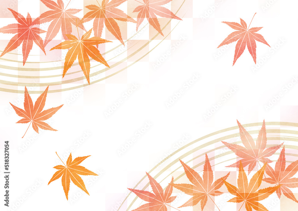 和紙質感の和風の紅葉の背景。 和紙質感の和風の紅葉の背景。