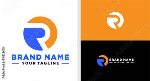 RO LOGO MONOGRAM CIRCLE NEGATIVE SPACE EDITABLE