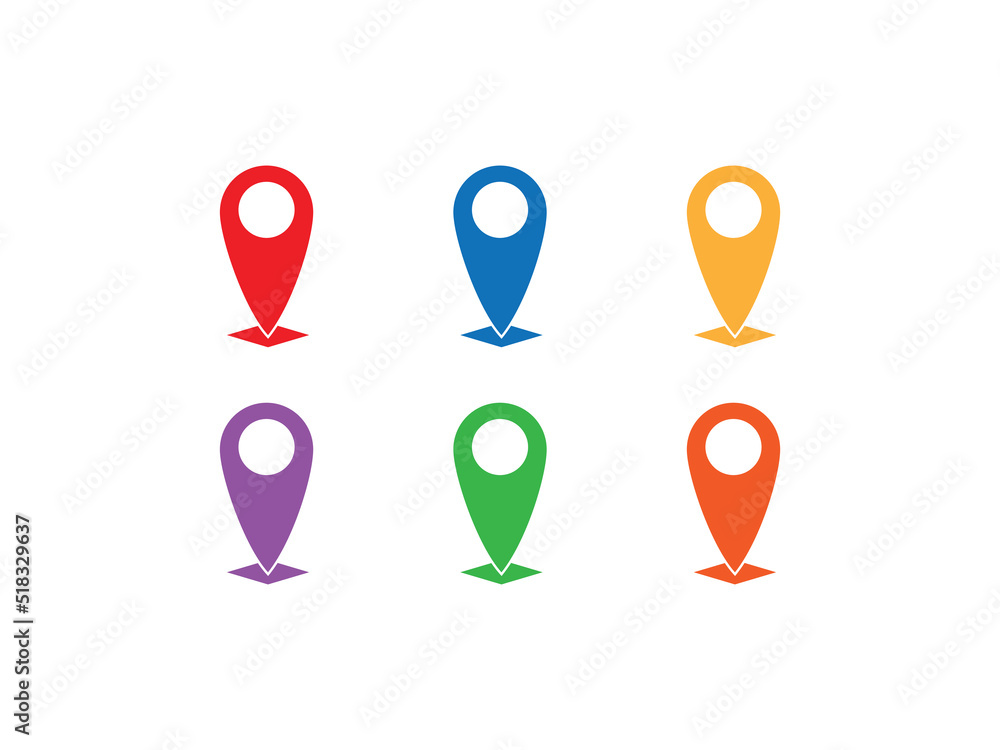 Navigation pin or location pin or map pin icon set colorful vector logo set Navigation pin or location pin or map pin icon set colorful vector logo set
