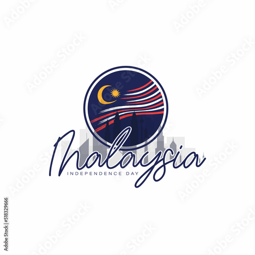 Hari Merdeka holiday event background with lettering and hand drawn flag concept