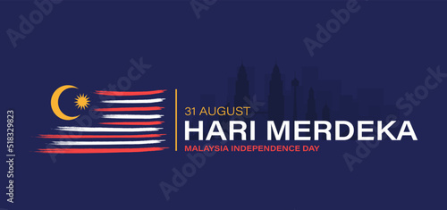Malaysia independence day background template with national flag illustration