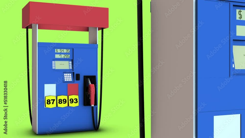 Zoom Out from Grid of Multiple Gas Pumps High Price. view moves away from a grid of many gas pumps with high cost at the gas pump Zoom Out from Grid of Multiple Gas Pumps High Price. view moves away from a grid of many gas pumps with high cost at the gas pump