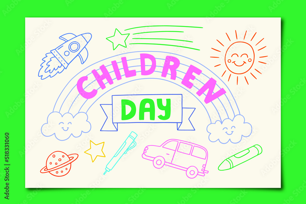 Children's Day Cute Doodle Background Design
