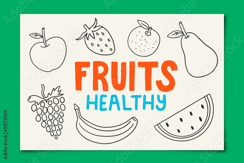 Fruits Healthy Linear Drawing Set