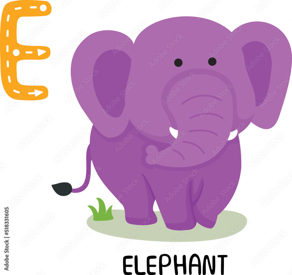 Obraz premium Illustration Isolated Animal Alphabet Letter E-Elephant