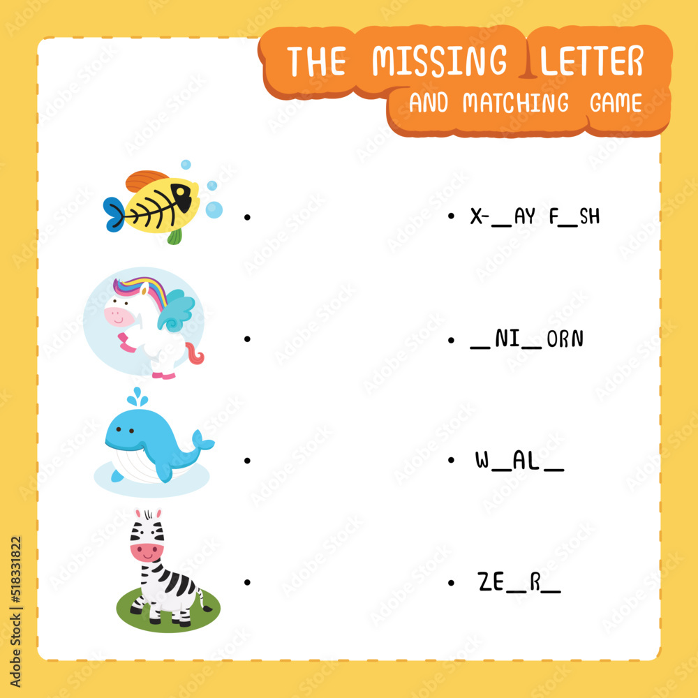 The missing letter and matching game The missing letter and matching game