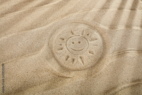Sand with free space and sun rays on a summer day with a free space