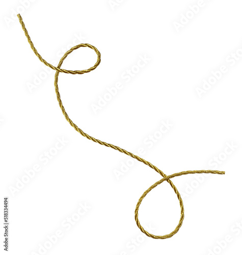 Twisted golden metallic rope