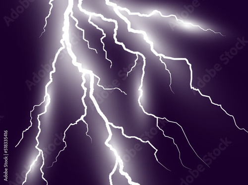 Vector image of realistic lightning. Flash of thunder 