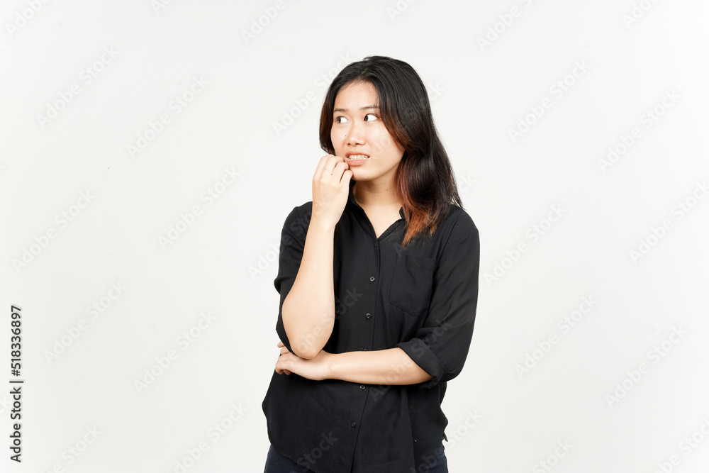 Thinking gesture of Beautiful Asian Woman Isolated On White Background Thinking gesture of Beautiful Asian Woman Isolated On White Background