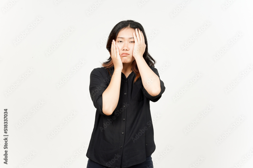 Boring gesture of Beautiful Asian Woman Isolated On White Background Boring gesture of Beautiful Asian Woman Isolated On White Background