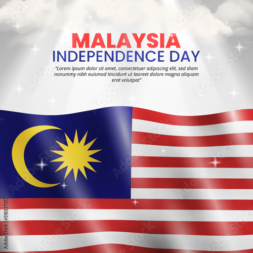 Hari Merdeka Malaysia or Malaysia independence day background with a Malaysia flag