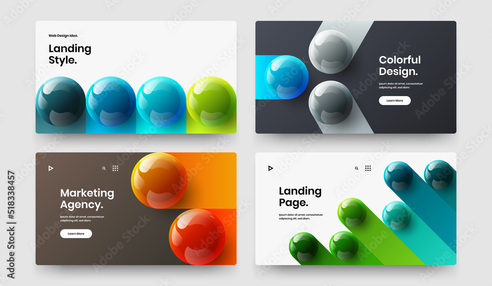 Premium leaflet design vector concept bundle. Creative 3D spheres banner template composition. Premium leaflet design vector concept bundle. Creative 3D spheres banner template composition.