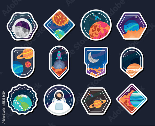 space badges icon set