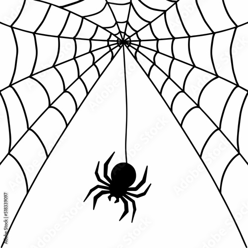 Web and spider. Vector illustration for halloween.