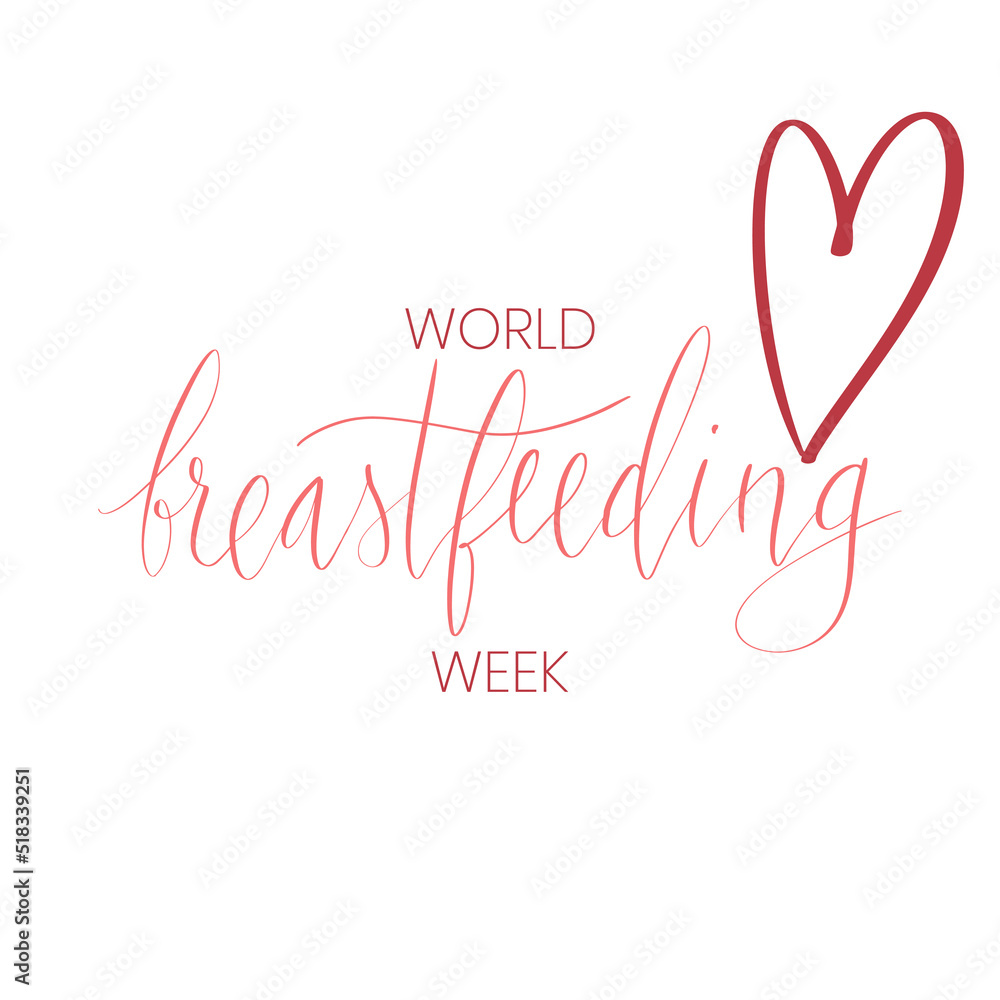 World breastfeeding week August handwritten lettering template.