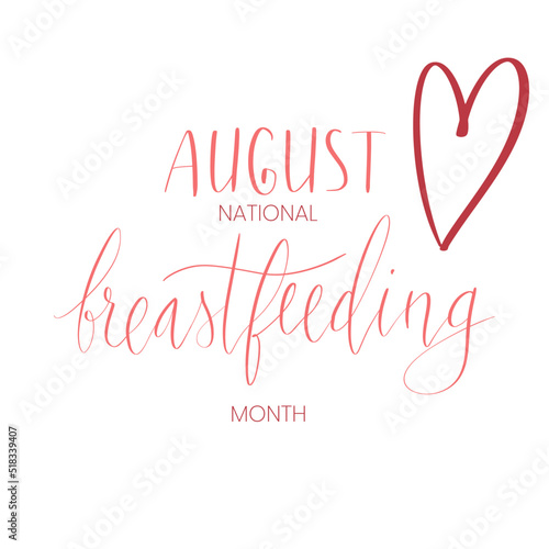National breastfeeding month August handwritten lettering template.