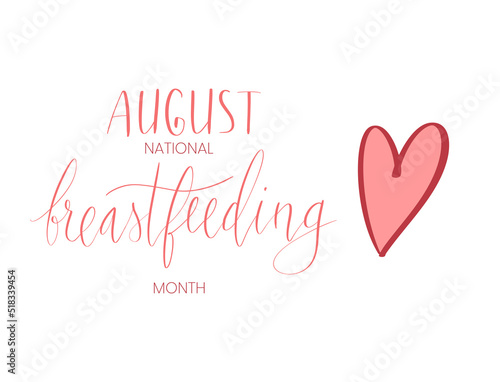 National breastfeeding month August handwritten lettering template.