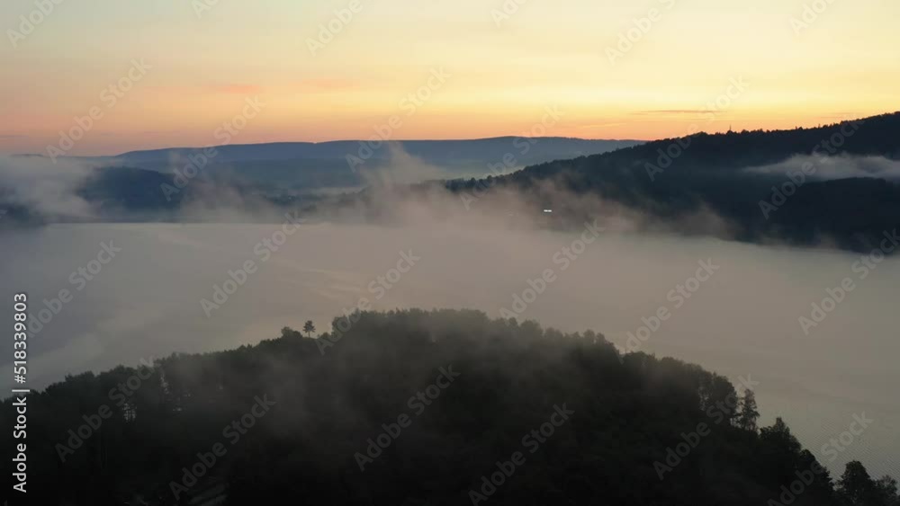 Solina Lake fog morning in Poland Solina Lake fog morning in Poland