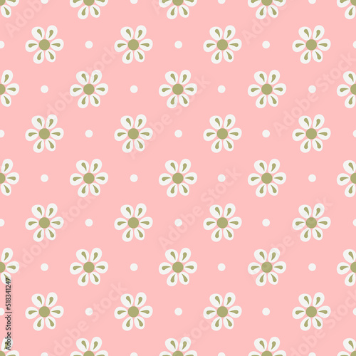 Seamless pattern of daisy flower on pink background vector illustration.