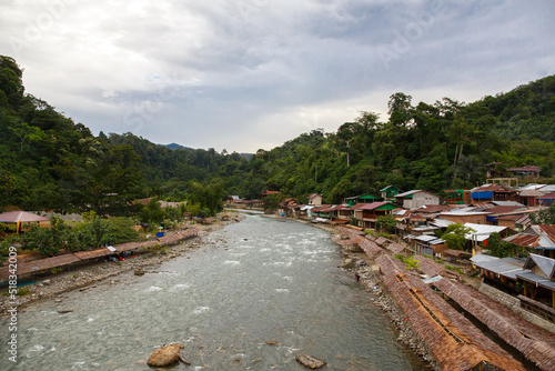 View at Bukit Lawang town an Bohorok river  in Sumatra Indonesia photo