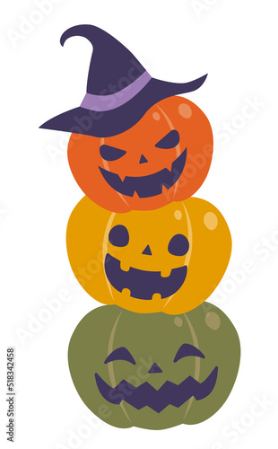 ハロウィン　3つの笑うかぼちゃのオバケ