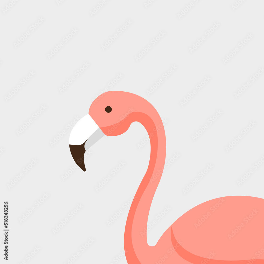 Pink flat flamingo. Suitable for logo or background. Pink flat flamingo. Suitable for logo or background.
