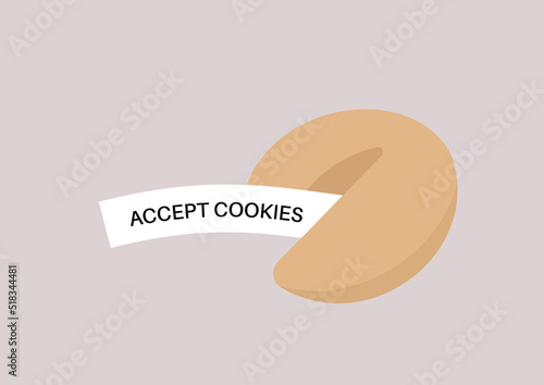 A fortune cookie with a prophesy sign Accept cookies