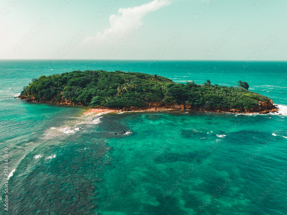 Puerto Rico beautiful Isla de las palomas northside with aqua blue waters