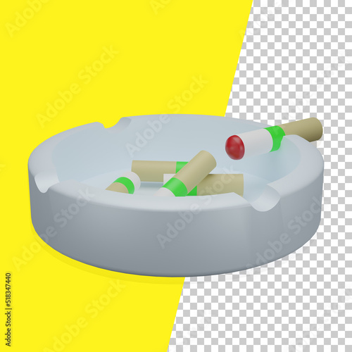 Ashtray 3D rendering illustration smoking trash