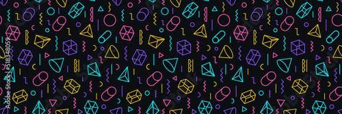 Memphis vector pattern consisting geometry shape line style for banner, party poster. Vector Illusration 10 eps