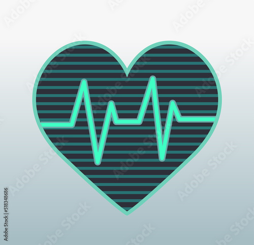 Heart symbol with electrocardiogram monitor pattern showing patient pulse