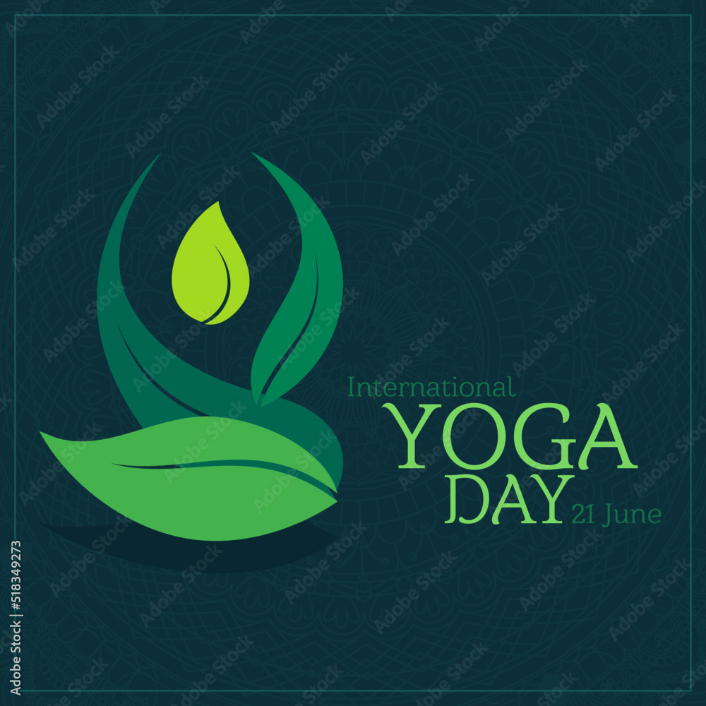 Obraz premium Illustration Of international yoga day. leaf concept.