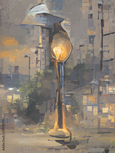 vintage street lamp in the night
