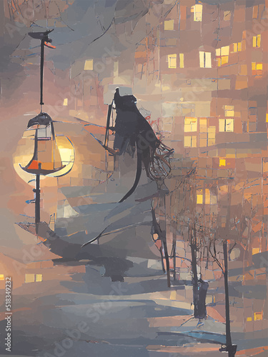 vintage street lamp in the night