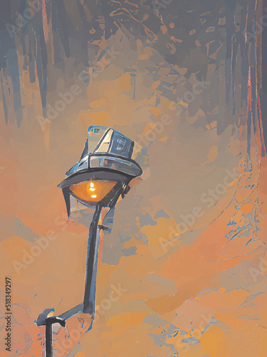 vintage street lamp in the night