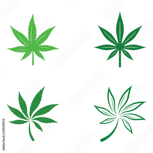 Marijuana or cannabis  leaf logo or illustration template vector design.