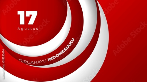 Paper cut background in red and white color design for indonesia independence day design