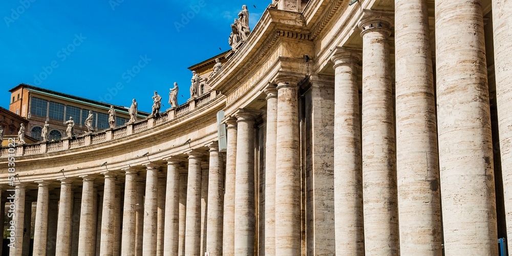Bernini colonnade around St Peters Square. Vatican City State. Rome, Lazio, Italy, Europe.