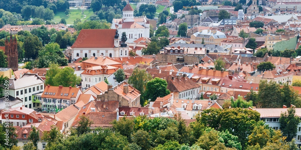 Obraz premium View of the old Vilnius from Gediminas Tower. Vilnius, Vilnius County, Lithuania, Baltic states, Europe.